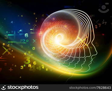 Composition of human silhouette and numbers on the subject of mathematics and education