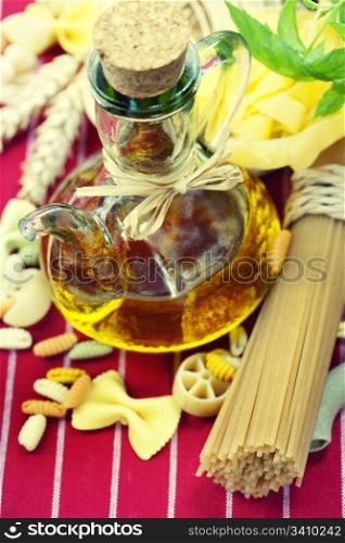 Composition of pasta and olive oil
