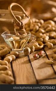 composition of peanuts on wooden boards