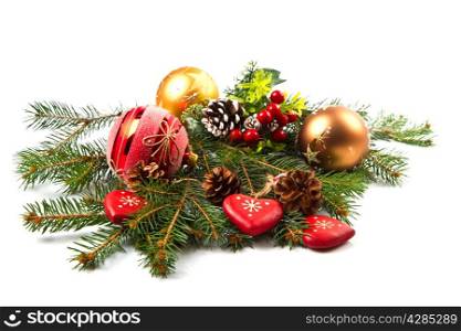 Composition of the Christmas decorations isolated on white