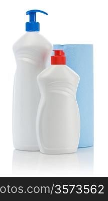 composition of white bottles and towel