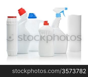 composition of white bottles for cleaning
