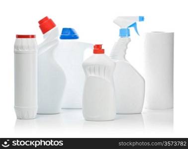 composition of white bottles for cleaning