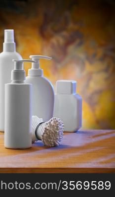 composition of white skincare items