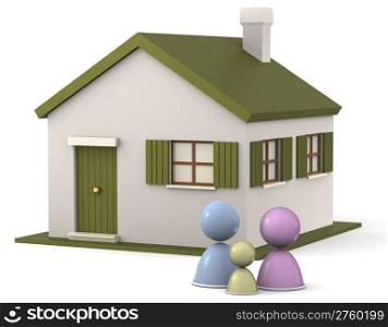 Composition with 3D Family with house.