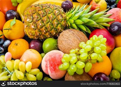 composition with a lot of differrent fruits. exotic fruits