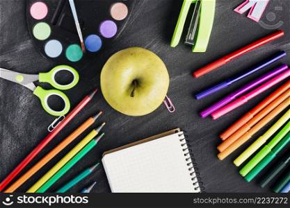 composition with apple stationery