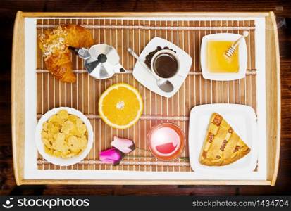 Composition with breakfast on the table