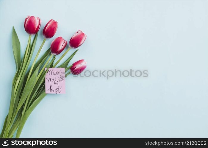 composition with flowers cute note mother s day