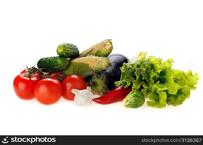 Composition with fresh, tasty vegetables, isolated