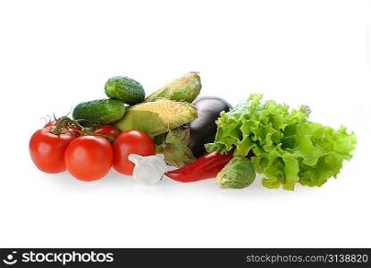 Composition with fresh, tasty vegetables, isolated