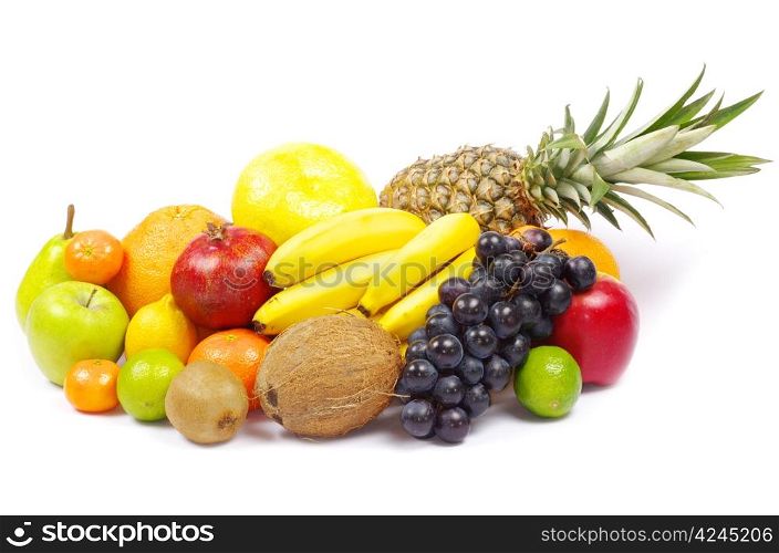 Composition with fruits isolated on white
