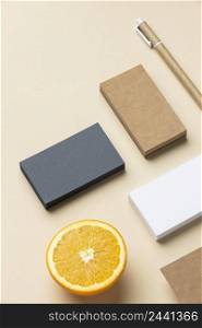 composition with stationery elements beige