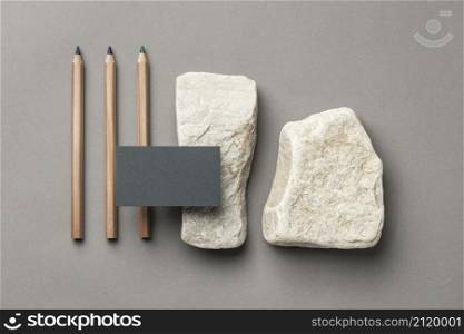 composition with stationery elements gray
