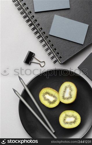 composition with stationery elements grey
