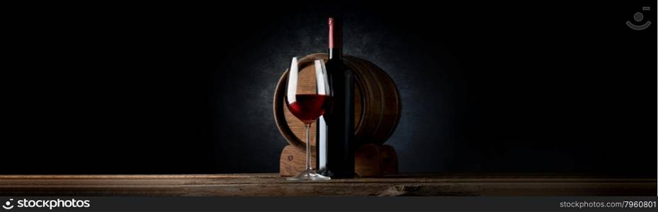 Composition with wine on a black background