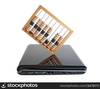 computer and Abacus isolated on a white background