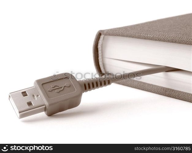 Computer cable in book