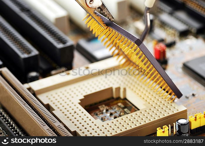 computer Central processor being installed