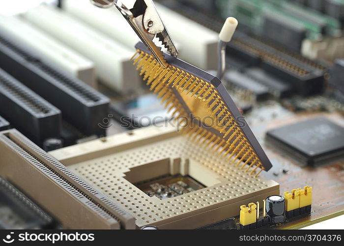 computer Central processor being installed