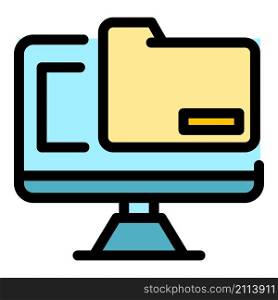 Computer file folder icon. Outline computer file folder vector icon color flat isolated. Computer file folder icon color outline vector