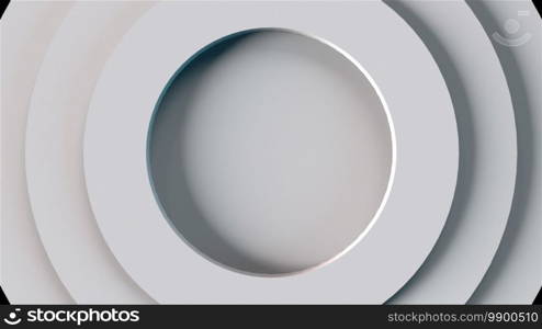 Computer generated a set of abstract rings on different levels. 3d rendering of elegant white backdrop. Computer generated a set of abstract circles on different levels. 3d rendering of elegant white background