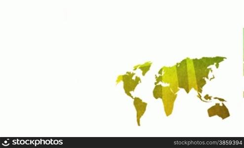 Computer generated animation of a world map breaking and re-forming in an abstract way. High definition 1080p loop-ready. Includes an alpha matte version.