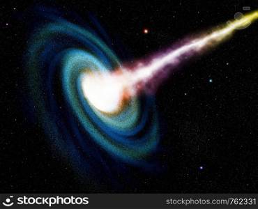 Computer generated black hole swallowing galaxy
