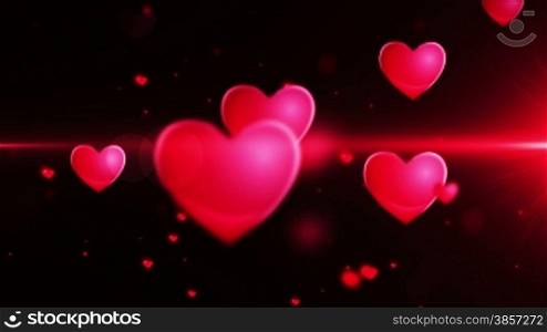 computer generated loopable motion romatic motion background shining heart shapes loopable love background