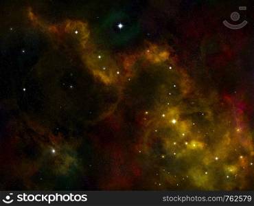 Computer generated nebula and starfield in galaxy