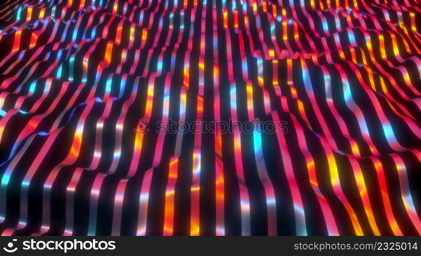 Computer generated wavy neon lines. 3d rendering stripes backdrop with gradient light Computer generated wavy neon lines. 3d rendering stripes backdrop with gradient light. Computer generated wavy neon lines. 3d rendering stripes background with gradient light