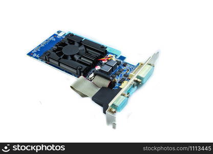 Computer graphic video VGA card on white background - Hardware connect to computer PC