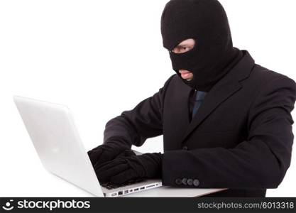 Computer hacker in suit and tie