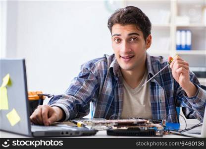 Computer hardware repair and fixing concept by experienced techn. Computer hardware repair and fixing concept by experienced technician