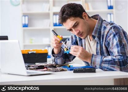 Computer hardware repair and fixing concept by experienced techn. Computer hardware repair and fixing concept by experienced technician. Computer hardware repair and fixing concept by experienced techn