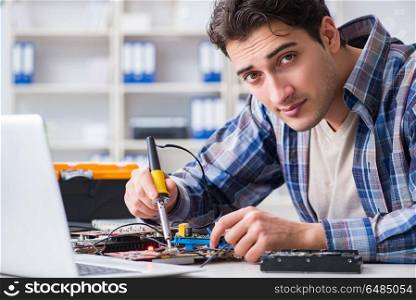 Computer hardware repair and fixing concept by experienced techn. Computer hardware repair and fixing concept by experienced technician. Computer hardware repair and fixing concept by experienced techn