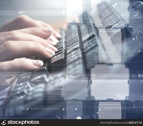 Computer keyboard and multiple social media images