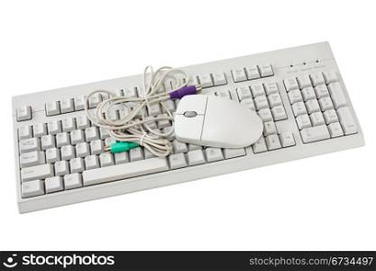 computer keyboard and the mouse, isolated on white background