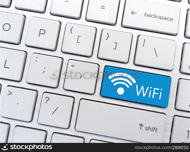 Computer keyboard enter button with WiFi and Wifi symbol.