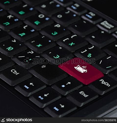 Computer keyboard with coffee key business concept