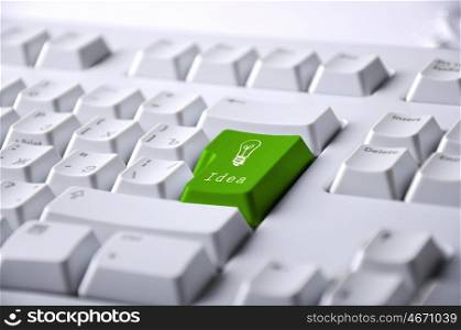 Computer keyboard with idea symbol on it