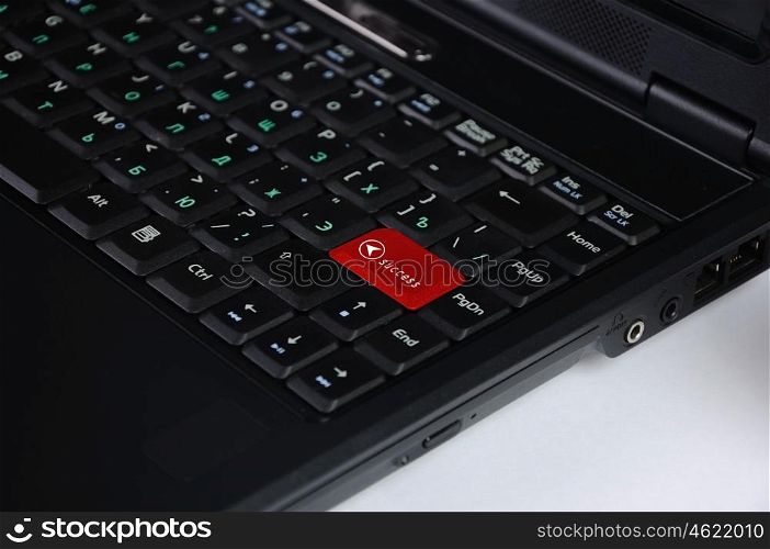 Computer keyboard with success symbol on it