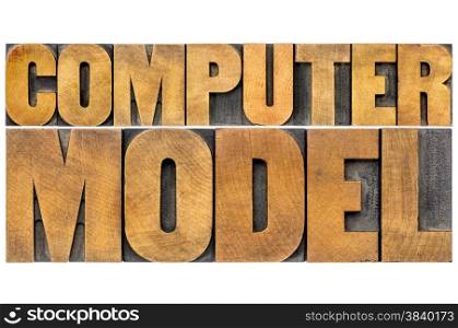 computer model typography - science or research concept - isolated word abstract in letterpress wood type