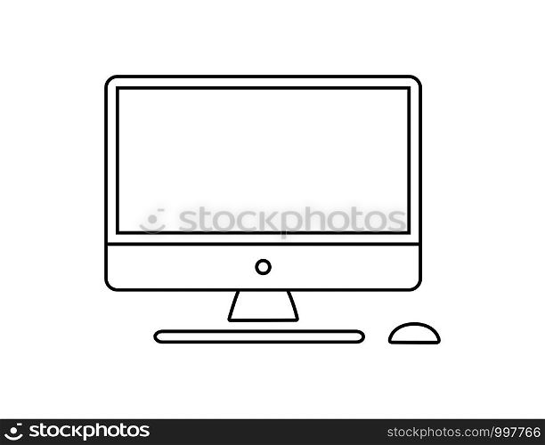 Computer monitor keyboard and mouse icon vector illustration. Computer line in cartoon style. Screen computer monitor keyboard and mouse. Vector linear icon set. EPS 10. Computer monitor keyboard and mouse icon vector illustration. Computer line in cartoon style. Screen computer monitor keyboard and mouse. Vector linear icon set.