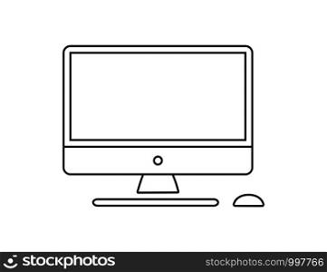 Computer monitor keyboard and mouse icon vector illustration. Computer line in cartoon style. Screen computer monitor keyboard and mouse. Vector linear icon set. EPS 10. Computer monitor keyboard and mouse icon vector illustration. Computer line in cartoon style. Screen computer monitor keyboard and mouse. Vector linear icon set.