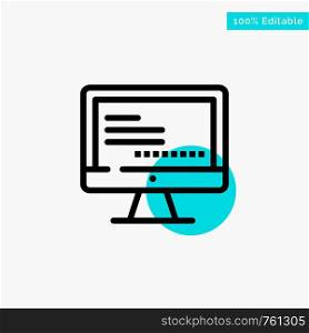Computer, Monitor, Text, Education turquoise highlight circle point Vector icon