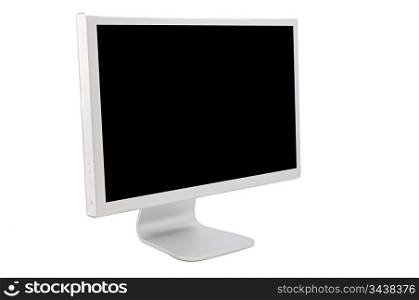 Computer monitor with a black image isolated on white background