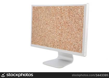 Computer monitor with the image of a corkboard