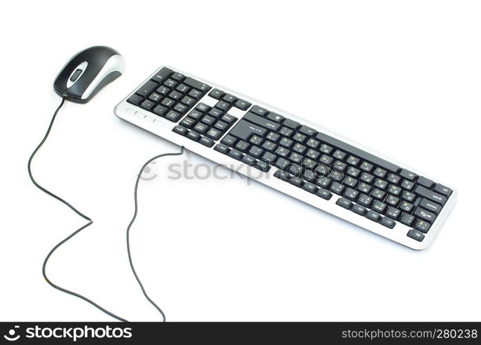 Computer mouse and keyboard isolated on white