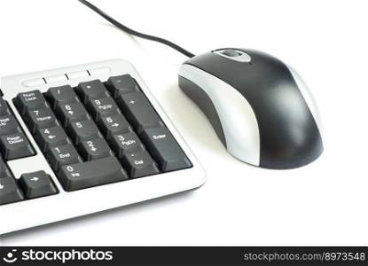 Computer mouse and keyboard isolated on white